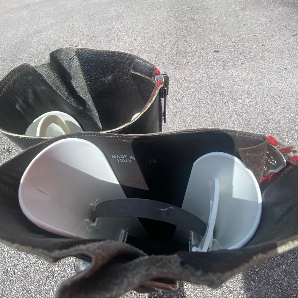 Golden Goose Burnished Black Leather Riding Boots Size 39 8.5 - Picture 5 of 8